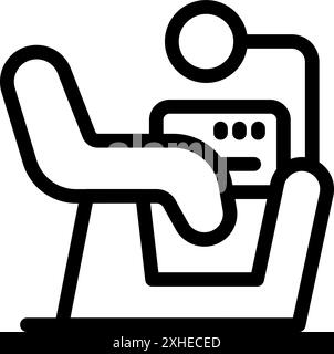 Icona a forma di riga di un medico che detiene un referto medico, che rappresenta l'assistenza sanitaria e la cura del paziente Illustrazione Vettoriale