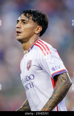 Stadio Gillette. 13 luglio 2024. Massachusetts, USA; Orlando City SC attaccante Facundo Torres (10) in una partita di calcio della Major League tra la New England Revolution e l'Orlando City SC al Gillette Stadium. (c) Burt Granofsky/CSM/Alamy Live News Foto Stock