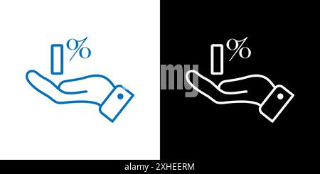 Mano aperta con zero percento. Illustrazione del simbolo di commissione 0%. Illustrazione Vettoriale