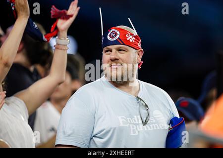 Stadio Gillette. 13 luglio 2024. Massachusetts, Stati Uniti; Un fan della Rivoluzione guarda una partita di calcio della Major League tra New England Revolution e Orlando City SC al Gillette Stadium. (c) Burt Granofsky/CSM/Alamy Live News Foto Stock