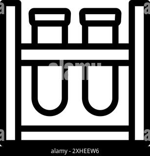 Due provette per analisi si asciugano capovolte in un rack di legno in laboratorio Illustrazione Vettoriale