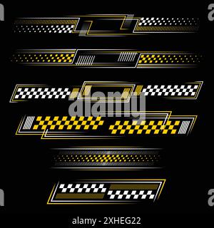 Decalcomanie bianche e gialle sportive da corsa Illustrazione Vettoriale