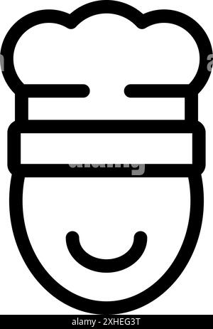 Semplice illustrazione in linea di uno chef che indossa un toque tradizionale e sorride Illustrazione Vettoriale