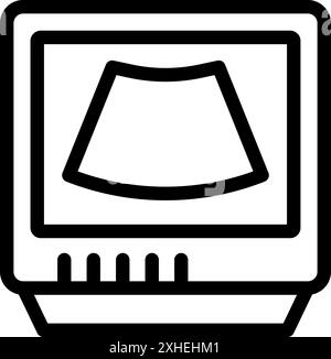 Macchina a ultrasuoni che visualizza il feto sul suo schermo per i genitori in attesa, grande per gravidanza e immagini sanitarie Illustrazione Vettoriale