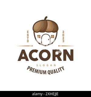 Logo Acorn, design con foglie di quercia semplice, illustrazioni modello Vector Illustrazione Vettoriale