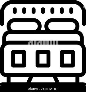 Icona semplice che rappresenta un letto doppio con due cuscini e una testiera, ideale per siti web o app legate all'arredamento e al design degli interni Illustrazione Vettoriale