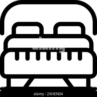 Semplice icona in bianco e nero di un letto doppio con baldacchino, perfetta per applicazioni e siti Web Illustrazione Vettoriale