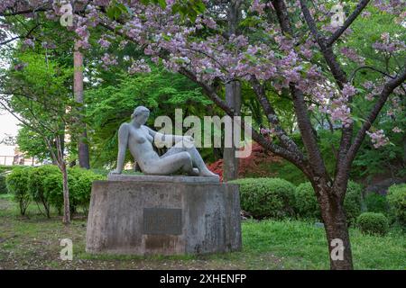 I terreni del castello di Morioka, Iwate, Giappone, all'inizio della primavera Foto Stock