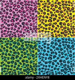 Set trendy con motivo leopardato senza cuciture Illustrazione Vettoriale