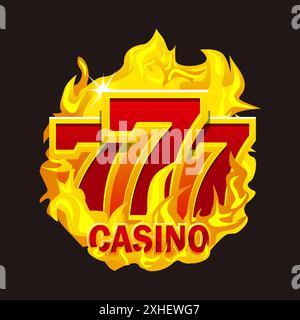 777 simbolo degli elementi di design del logo. Concetto di casinò con caminetto. Hot 777. Icona del casinò Illustrazione Vettoriale