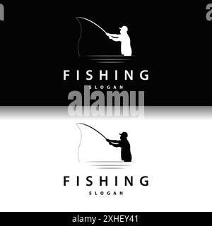 Logo Angler Fishing, modello semplice per pescare all'aperto Illustrazione Vettoriale