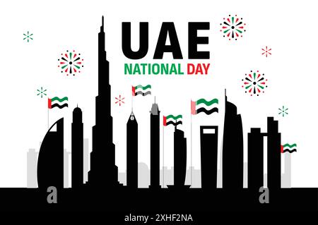 United Arab Emirates National Day background Design. Banner, poster, biglietto d'auguri. Illustrazione vettoriale. Illustrazione Vettoriale