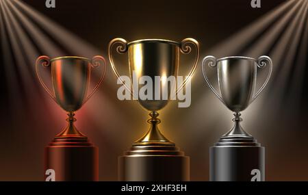 Premio Nomination NAME Cup, premio d'oro, argento, bronzo, cerimonia delle star della scena. Vettore Illustrazione Vettoriale