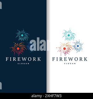 Logo fuochi d'artificio, moderno design astratto Spark semplice e colorato, illustrazione modello vettoriale Illustrazione Vettoriale