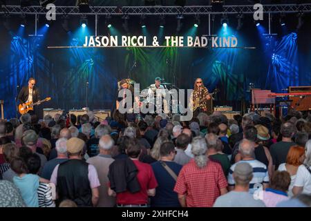 V.l. Brent Johnson chitarra, Jason Ricci armonica, voce, John Perkins batteria e Bill Blok basso. Xettx, Deutschland, Gaildorf, 13.07.2024, 28. Bluesfest, 2024, Bluesfest, Jason Ricci & The Bad Kind USA, Kocherwiese foto: A2 Bildagentur/Peter Hartenfelser **** f l Brent Johnson guitar , Jason Ricci armonica, voce , John Perkins batteria e Bill Blok basso xettx, Germania, Gaildorf, 13 07 2024, 28 Bluesfest, 2024, Bluesfest, Jason Ricci The Bad Kind USA , Kocherwiese Photo A2 Bildagentur Peter Hartenfelser Foto Stock