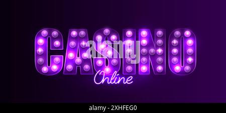 Banner casinò. Segno retrò. Casinò online. Illustrazione vettoriale Illustrazione Vettoriale