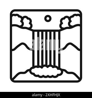 Icona cascata simbolo vettoriale o collezione di set di insegne in bianco e nero Illustrazione Vettoriale