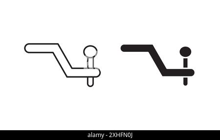 Icona della barra di traino per auto, grafica con linea nera e scritta in bianco e nero Illustrazione Vettoriale