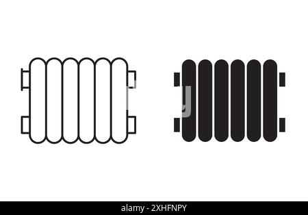 Icona radiatore simbolo vettoriale o collezione set di segni in bianco e nero Illustrazione Vettoriale