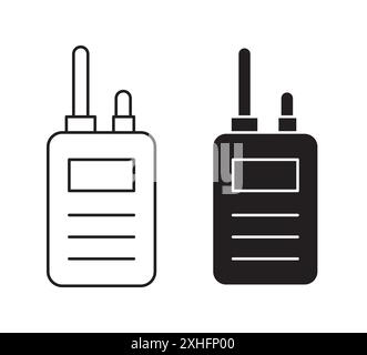 Icona walkie talkie Black line art Vector in bianco e nero contorno set segno di collezione Illustrazione Vettoriale