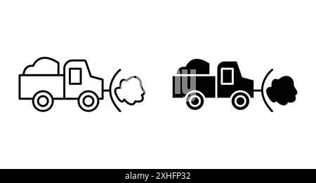 Icona dello spazzaneve simbolo vettoriale o set di insegne con contorno bianco e nero Illustrazione Vettoriale