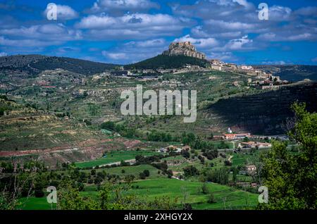 Veduta di Morella, Castello, Spagna. Maggio 2022 Foto Stock