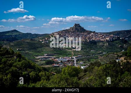 Veduta di Morella, Castello, Spagna. Maggio 2022 Foto Stock