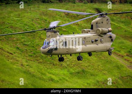 Royal Netherlands Air Force Helicopters in azione, durante l'operazione TAC Blaze 2024 a RAF Spadeadam Foto Stock