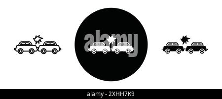 Icona di incidente Vector Black line art in bianco e nero bordo set segno di raccolta Illustrazione Vettoriale