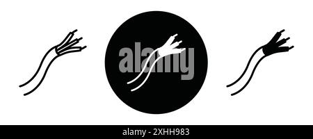 Icona del cavo elettrico Black line art Vector in bianco e nero, insegna di raccolta del set di contorni Illustrazione Vettoriale