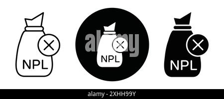 Icona NPL grafica con linea nera e segno di collezione con contorno bianco e nero Illustrazione Vettoriale