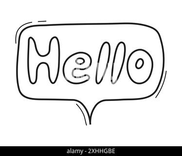 Set di icone di bolla con ciao. Queste divertenti e stravaganti bolle in stile SMS sono perfette Illustrazione Vettoriale