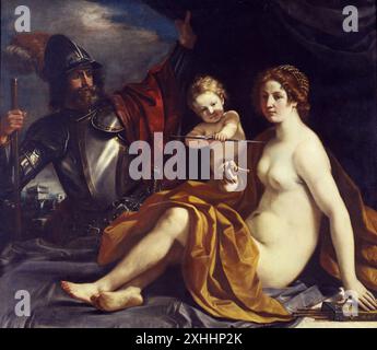 Venere, Cupido e Marte è un dipinto ad olio su tela del 1633 del pittore barocco italiano Guercino, commissionato da Francesco i d'Este per il suo Palazzo Ducale di Sassuolo intorno al 1632-1633, Foto Stock