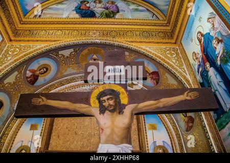 Odessa, Ucraina, 14 luglio 2024 Odesa Trasfigurazione Cattedrale. Il 2023, la Russia sparò missili alla cattedrale della Chiesa ortodossa Ucraina di Th Foto Stock