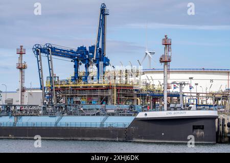 GNL Tankschiff am , GNL-Importterminal Tanks für flüssiges Erdgas, Eigentümer sind Vopak und Gasunie, die tanks versorgen die Niederlande und andere Europäische Staaten mit gas, im Seehafen von Rotterdam, Maasvlakte, Rotterdam Niederlande, LNG Tank Bau *** LNG Tanker at , GNL import terminal serbatoi per gas liquefatto, di proprietà di Vopak e Gasunie, i carri armati forniscono gas ai Paesi Bassi e ad altri paesi europei, nel porto di Rotterdam, Maasvlakte, Rotterdam Paesi Bassi, costruzione di serbatoi GNL Foto Stock