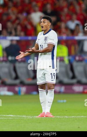 Berlino, Germania. 14 luglio 2024. L'attaccante inglese Ollie Watkins (Aston Villa) reagisce durante la finale di UEFA Euro 2024 Spagna contro Inghilterra allo stadio Olympiastadion di Berlino, Germania il 14 luglio 2024 Credit: Every Second Media/Alamy Live News Foto Stock