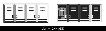 Icona di un armadietto bancario Vector nero con contorno in bianco e nero Illustrazione Vettoriale