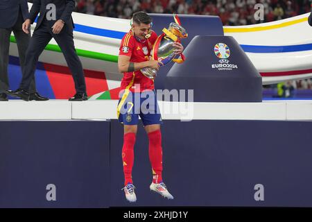 Berlino, Germania. 14 luglio 2024. Alvaro Morata spagnolo durante la partita di calcio Euro 2024 tra Spagna e Inghilterra all'Olympiastadion di Berlino, Germania - domenica 14 luglio 2024. Sport - calcio . (Foto di Spada/LaPresse) credito: LaPresse/Alamy Live News Foto Stock