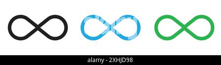 Infinity Icon Black line art vettoriale in bianco e nero con contorno e segno di collezione Illustrazione Vettoriale