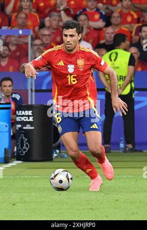 Monaco, Germania. 15 luglio 2024. MONACO, GERMANIA - 14 LUGLIO: Rodri di Spagna durante la finale di UEFA EURO 2024 tra Spagna e Inghilterra all'Olympiastadion il 14 luglio 2024 a Berlino, Germania.240714 SEPA 24 132 - 20240715 PD0209 credito: APA-PictureDesk/Alamy Live News Foto Stock