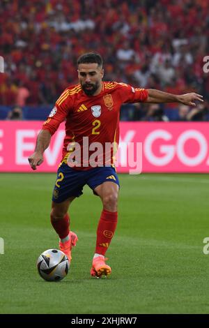 Monaco, Germania. 15 luglio 2024. MONACO, GERMANIA - 14 LUGLIO: La Spagna Dani Carvajal durante la finale di UEFA EURO 2024 tra Spagna e Inghilterra all'Olympiastadion il 14 luglio 2024 a Berlino, Germania.240714 SEPA 24 117 - 20240715 PD0224 credito: APA-PictureDesk/Alamy Live News Foto Stock