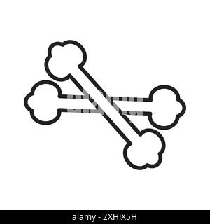 Icona ossa Vettoriale grafico linea nera con contorno bianco e nero segno di collezione Illustrazione Vettoriale