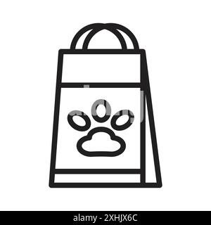 Icona del cibo per cani Black line art Vector in bianco e nero contorno set segno di raccolta Illustrazione Vettoriale