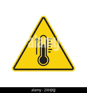 Cartello di avvertimento per alte temperature, etichetta Black line art Vector in bianco e nero Illustrazione Vettoriale