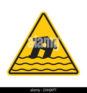 Insegna flood Disaster Black line art Vector in bianco e nero Illustrazione Vettoriale