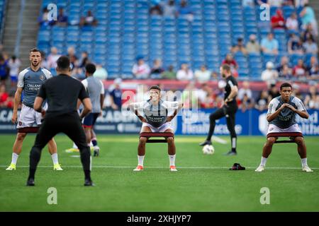 Stadio Gillette. 13 luglio 2024. Massachusetts, USA; i giocatori dell'Orlando City SC si riscaldano prima di una partita di calcio della Major League tra la New England Revolution e l'Orlando City SC al Gillette Stadium. (c) Burt Granofsky/CSM/Alamy Live News Foto Stock