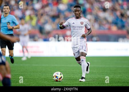 Stadio Gillette. 13 luglio 2024. Massachusetts, USA; l'attaccante Ivan Angulo (77) di Orlando City SC in una partita di calcio della Major League tra la New England Revolution e l'Orlando City SC al Gillette Stadium. (c) Burt Granofsky/CSM/Alamy Live News Foto Stock