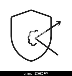 Icona protezione dagli attacchi vettore grafico linea nera in bianco e nero segno di raccolta set contorno Illustrazione Vettoriale