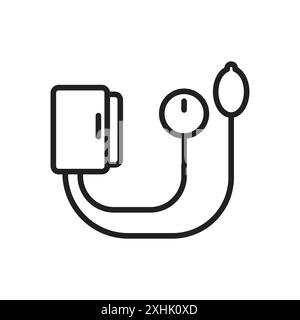 Icona dello sfigmomanometro Vettore grafico linea nera con contorno bianco e nero segno di raccolta del set Illustrazione Vettoriale