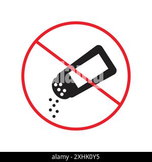 No Salt Sign Black line art Vector in bianco e nero contorno set segno di collezione Illustrazione Vettoriale